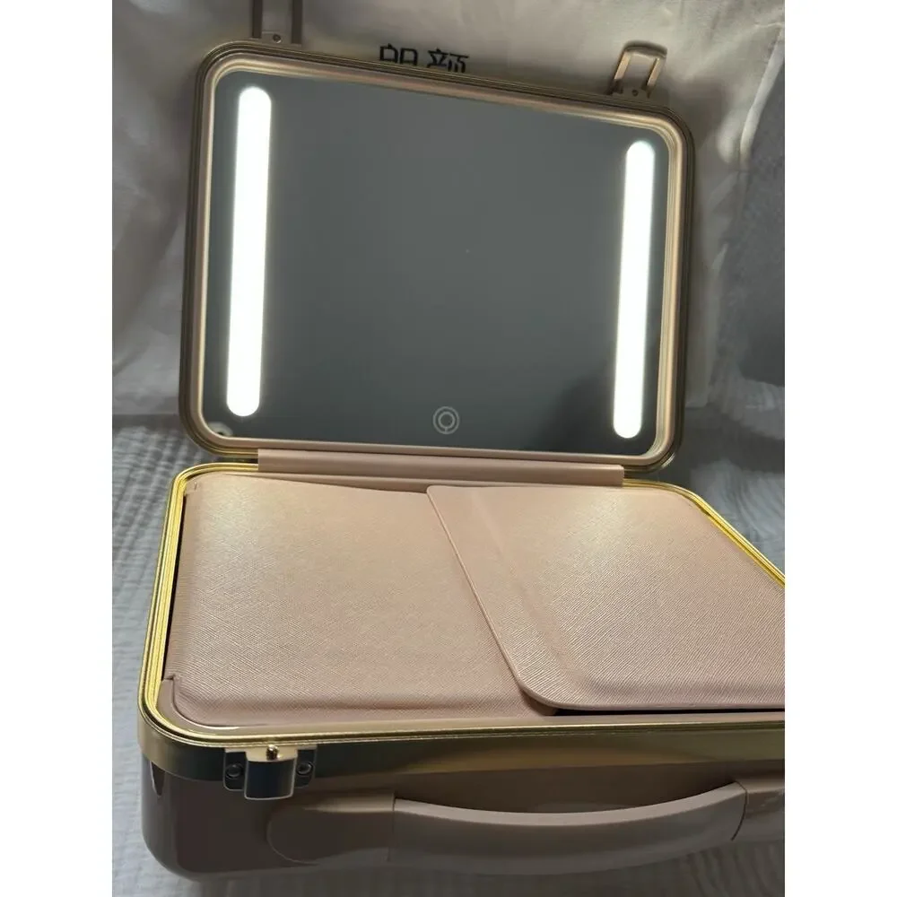 Rownyeon Light Up Rechargeable Makeup Case W/Mirror Portable Organizer Pink 3